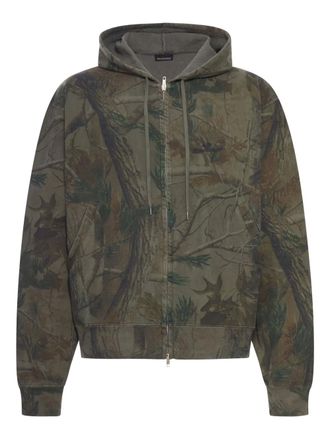 Balenciaga Felpa con stampa camouflage e zip - Verde