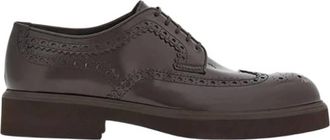 Ferragamo Perforated Detailing Derby Shoes, Size 9.5
