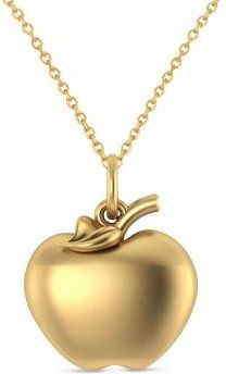 Allurez Apple Charm Pendant Necklace 14K Yellow Gold
