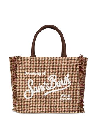 MC2 Saint Barth houndstooth fringed tote bag - Neutrals
