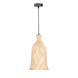 Forlight Forlight Lighting - Forlight Riba L&aacute;mpara De Techo Colgante De Rat&aacute;n Natural De 21cm De Di&aacute;metro. L&aacute;mpara Moderna De Madera Para Sal&oacute;n Comedor De 40w 