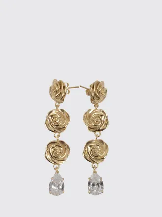 Magda Butrym Flower-Shaped Dangle Earrings in Plated Brass with Crystals