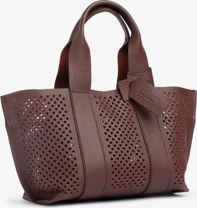 Mini perfed tote in brown cervo| Mini perfed tote | Spring Summer 26 | PEDRO GARCIA