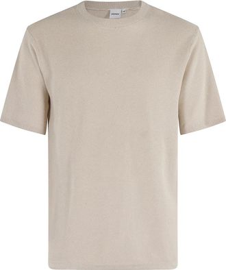 Aspesi Natuurlijke Katoen Honingraat Weef T-shirt - Heren - Ronde hals truien - Beige - S - Katoen - Truien & Vesten