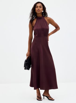 Sams&oslash;e & Sams&oslash;e Rheo hammered satin halter dress