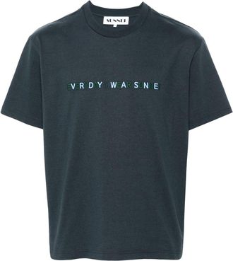 Sunnei logo-embroidered T-shirt - men - Organic Cotton - M - Blue