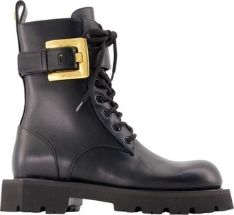 Balmain Anthem Enkellaarzen - Dames - Veterlaarzen - Zwart - 39 EU - Leer - Schoenen