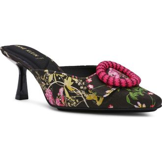 Anne Klein Cassia Kitten Heel Mule in Black Floral at Nordstrom, Size 11