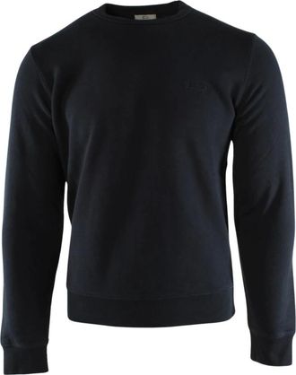 Woolrich Logo Script Crewneck - Heren - Sweatshirts - Blauw - S - Katoen - Hoodies & sweatvesten