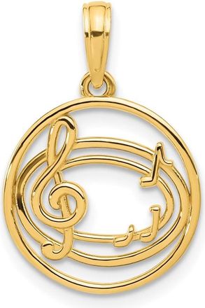 Diamond2Deal 14k Yellow Gold Polished Music Notes in Circle Pendant