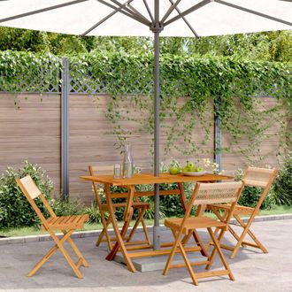 vidaXL Vidaxl - Sillas De Jard&iacute;n Plegables 4 Uds Madera Maciza Acacia Beige