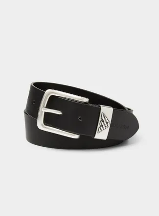 Emporio Armani Mens Signature eagle buckle leather belt
