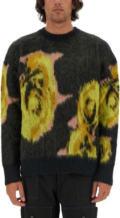 Msgm Black Floral Regular Sweaters