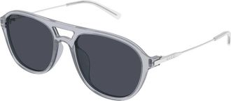 Gucci Navigator Zonnebril - Heren - Zonnebrillen - Grijs - 57 MM - Nylon - Accessoires