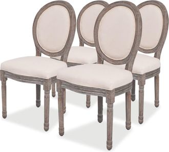 vidaXL Vidaxl - Sillas De Comedor 4 Unidades Tela Color Crema