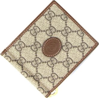 Gucci Beige Brown Gg Supreme Leather Wallet (Bi-Fold) (Pre-Owned)