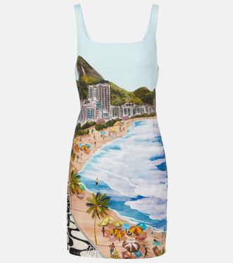 Farm Rio Vestido corto de lino estampado