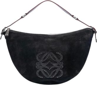 Loewe Pre-owned Shoulder Bags, female, Black, Size: ONE SIZE Pre-owned Suede Shoulder Bag