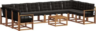 vidaXL Conjunto De Sof&aacute;s De Exterior 11 Uds. Natural Y Negro Vidaxl