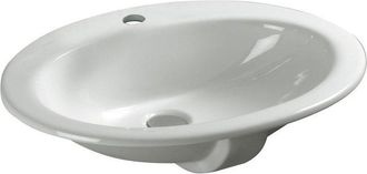 NEMO Start Star inbouwwastafel 560 x 460 mm porselein wit voorgeboord centraal kraangat met overloop