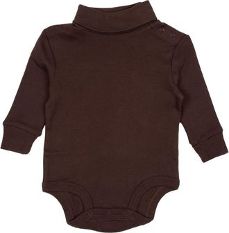 Leveret Cotton Neutral Solid Turtleneck Bodysuit in Brown at Nordstrom, Size 12-18M