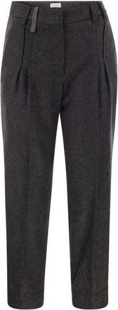 Brunello Cucinelli Anthracite Pleated Tailored Trousers, Brand Size 46 (US Size 12)