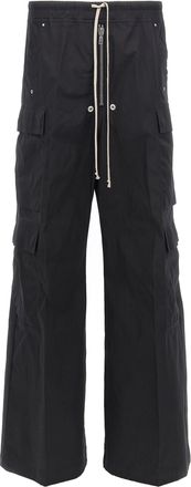 Rick Owens Black Cotton Cargo Mens Pants