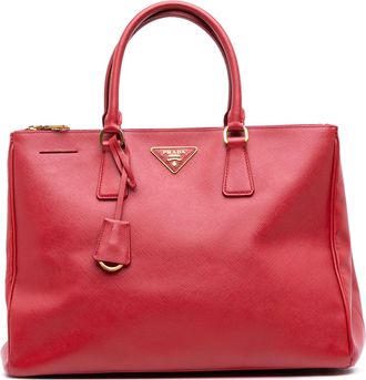 Prada Pre-owned Womens Galleria Tote Saffiano Leather - Red - One Size