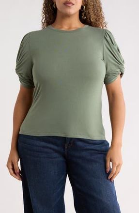 Renee C Ruched Sleeve Top in Sage at Nordstrom Rack, Size 3 X