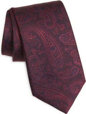 Canali Paisley Silk Jacquard Tie in Red at Nordstrom