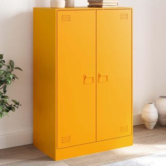 vidaXL Aparador De Acero Amarillo Mostaza 67x39x107 Cm Vidaxl