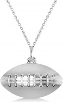 Allurez Football Charm Mens Pendant Necklace 14K White Gold