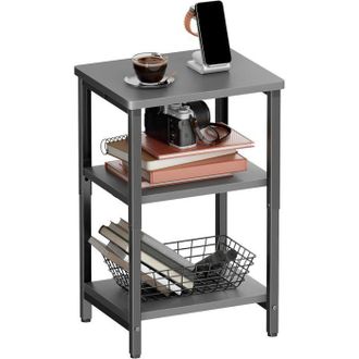 OEM Mesa De Noche Ecofurnix Con 3 Niveles De Estante De Almacenamiento, Mesa De Noche Para Salones, Habitaciones, Oficinas Y Espacios Peque&ntilde;os, Gris