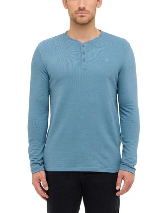 Mustang Langarmshirt MUSTANG Herren Style Atchison, Herren, Gr. S, blau, Jersey, 100% Baumwolle, Rundhals, Shirts Langarmshirt