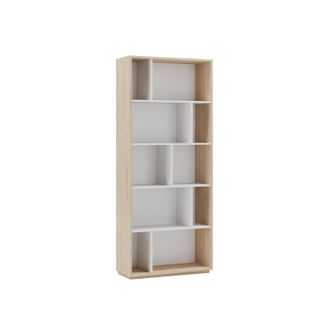 HERDASA Estanter&iacute;a Librer&iacute;a, Colecci&oacute;n Nack, Con 5 Niveles De Altura En Melamina Color Roble-blanco