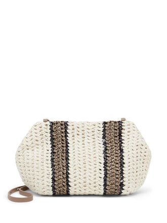 Brunello Cucinelli Opengebreide gestreepte schoudertas - Wit
