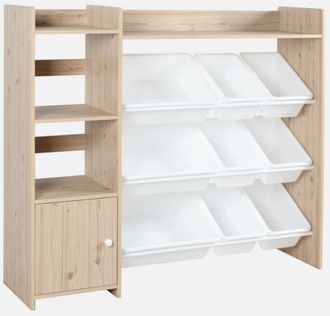Sweeek Mueble Para Ni&ntilde;os Con 9 Cubos, 4 Estantes Y 1 Puerta