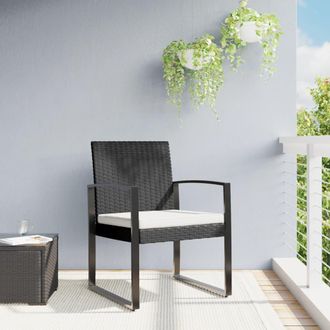 vidaXL Vidaxl - Sillas De Comedor Para Jard&iacute;n 2 Uds Pp Aspecto De Rat&aacute;n Negro