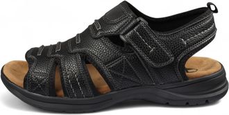 Infinity Leather Zwarte, lichtgewicht open teen casual sandalen voor heren