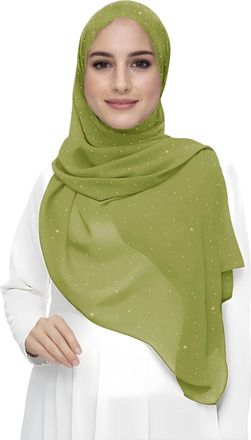 Lina & Lily Sparkle Shimmer Gold Glitter Womens Chiffon Hijab Head Scarf Lightweight (Lime Green)