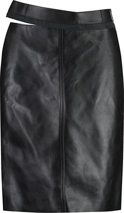 Fendi Leren rok met uitsnijding en split - Dames - Leren & Su&egrave;de rokken - Zwart - S - Leer - Rokken