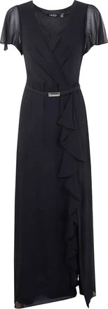 Lauren Ralph Lauren Abito lungo con ruches - Nero