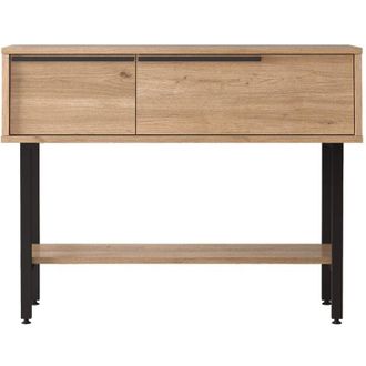 Mobili Rebecca Mobili Rebecca - Consola De Entrada Rebecca Mobili Hinoki 76x100x29,5 Tablero De Part&iacute;culas Hierro Roble Claro Gris