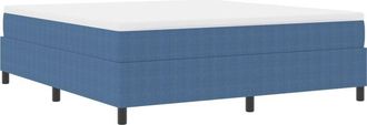 vidaXL Box Spring Bed Blue and White 180 x 200 cm Corduroy Fabric vidaXL