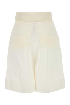 Valentino Garavani Womens White Cotton Blend Bermuda Shorts Avorio Exterior: Linen