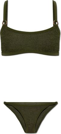 Hunza G Iris Bikini Met Gouden Ringen - Dames - Bikinis - Groen - ONE Size - Tweed - Badmode