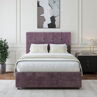 Bedmaster Luxury Velvet Divan Base & Square Headboard in Mauve | Size: Small Single