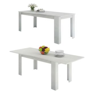 Dmora Dmora - Mesa Extensible Dkouam&eacute;, Consola Extensible Hasta 12 Plazas Consola Extensible 100% Made In Italy Cm 160/210x90h75 Alerce Blanco Brillo