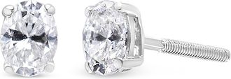 House of Brilliance 14K White Gold 1/2 Ct Lab Grown Oval Solitaire Diamond Stud Earrings at Nordstrom