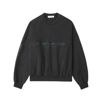 Fear of God Sweatshirts, male, Black, Size: 2XL Cropped Relaxed Sweatshirt